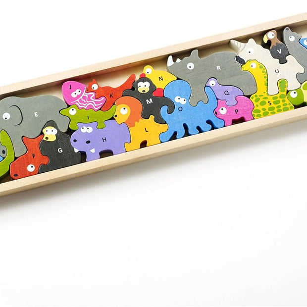 Safari de Letras – Puzzle de Animales Abecedario en Madera