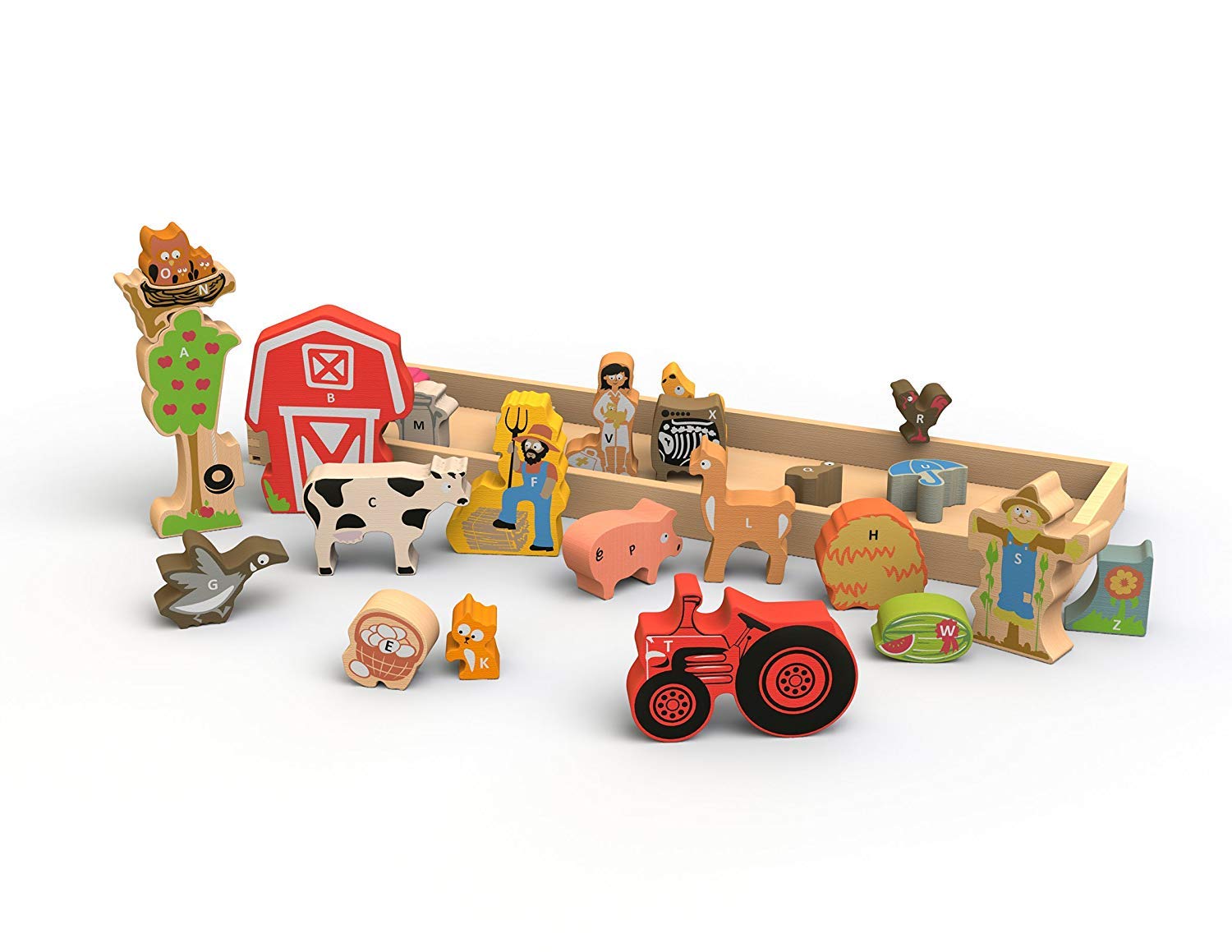 Abecedario en la Granja – Puzzle Montessori de Madera con Letras y Animales del Campo