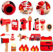 Brigada de Héroes – Kit de Bombero Infantil de Madera (22 piezas)