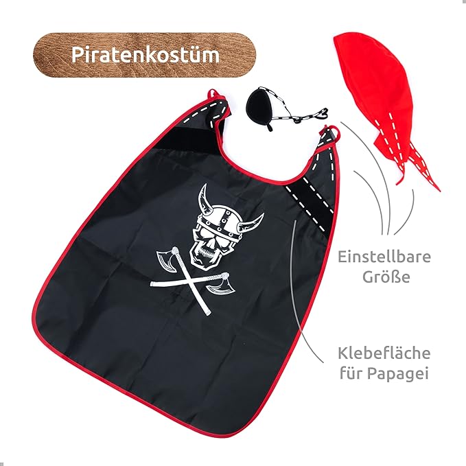 ¡Al abordaje! Set de Accesorios Pirata de Madera – Disfraz Completo para Pequeños Corsarios
