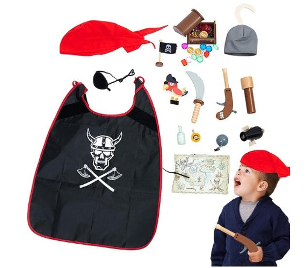 ¡Al abordaje! Set de Accesorios Pirata de Madera – Disfraz Completo para Pequeños Corsarios