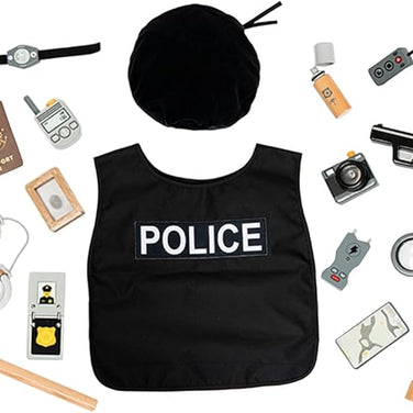 ¡Misión Secreta! Set de Accesorios de Policía de Madera y Chaleco – Juego de Rol para Pequeños Agentes