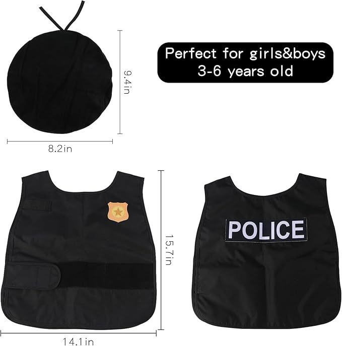 ¡Misión Secreta! Set de Accesorios de Policía de Madera y Chaleco – Juego de Rol para Pequeños Agentes