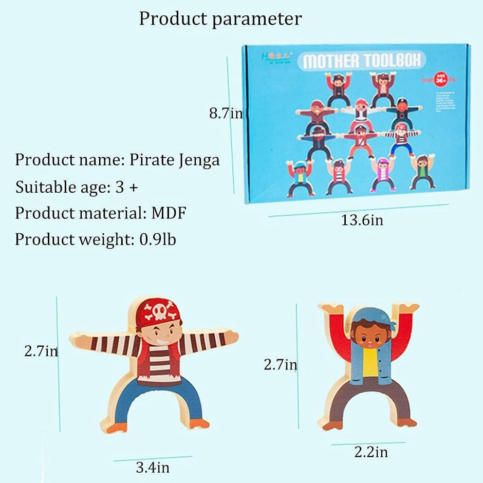 Piratas Equilibristas – Juego de Apilamiento de Madera Montessori