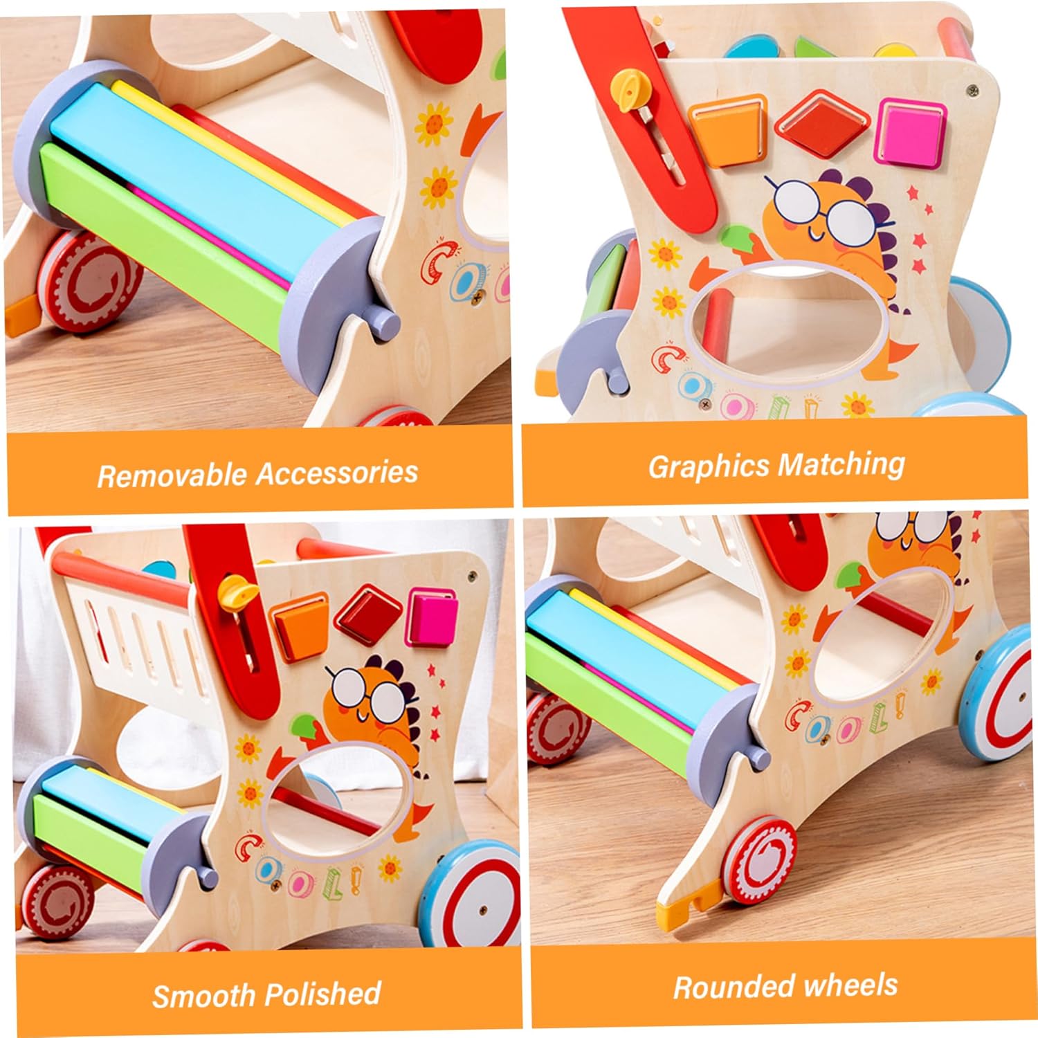 Carreta Andadera Montessori con Juegos de Clasificación