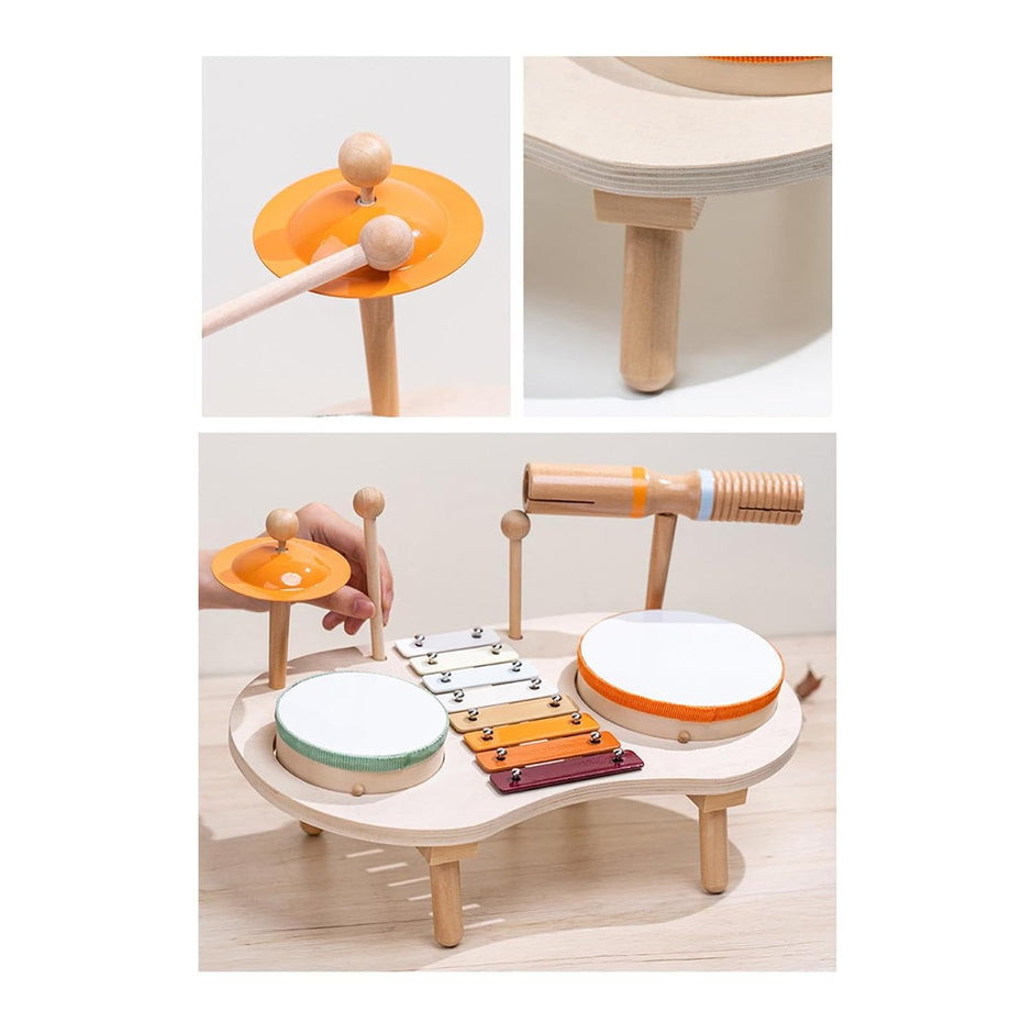 Batería Musical de Madera – Estación de Ritmo y Colores