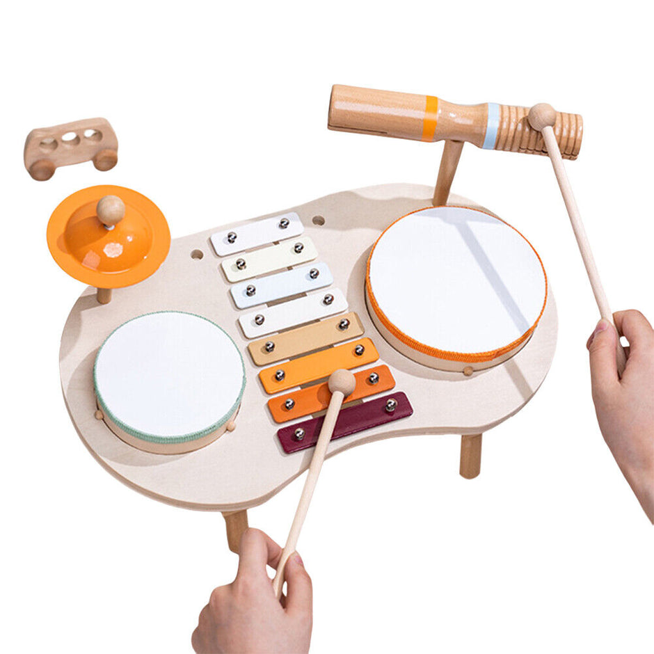 Batería Musical de Madera – Estación de Ritmo y Colores