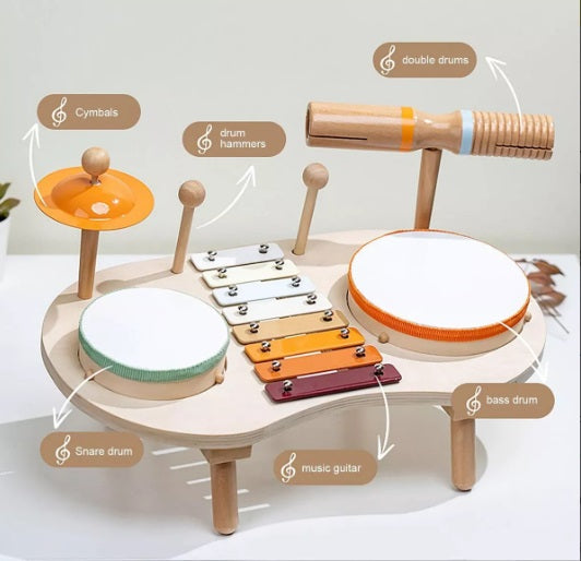 Batería Musical de Madera – Estación de Ritmo y Colores