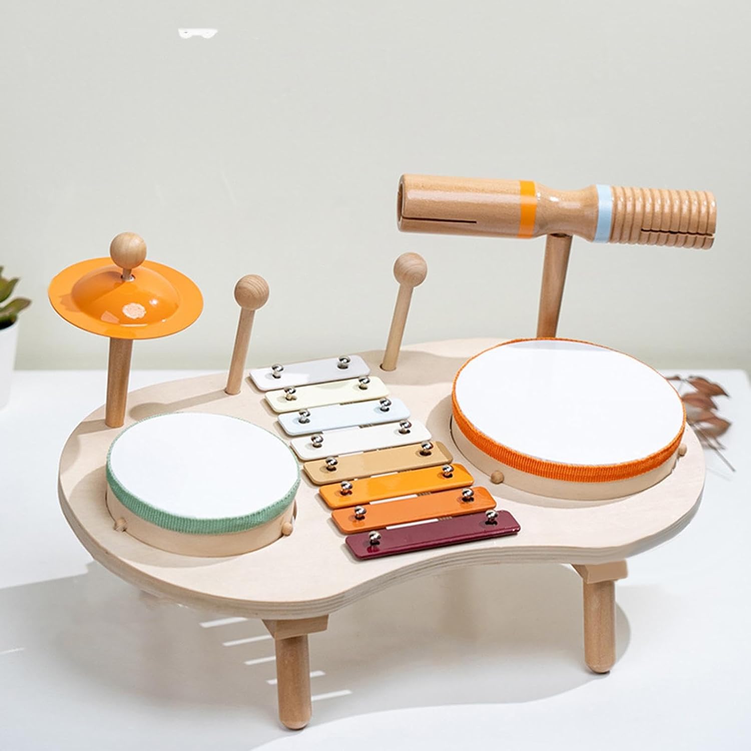 Batería Musical de Madera – Estación de Ritmo y Colores