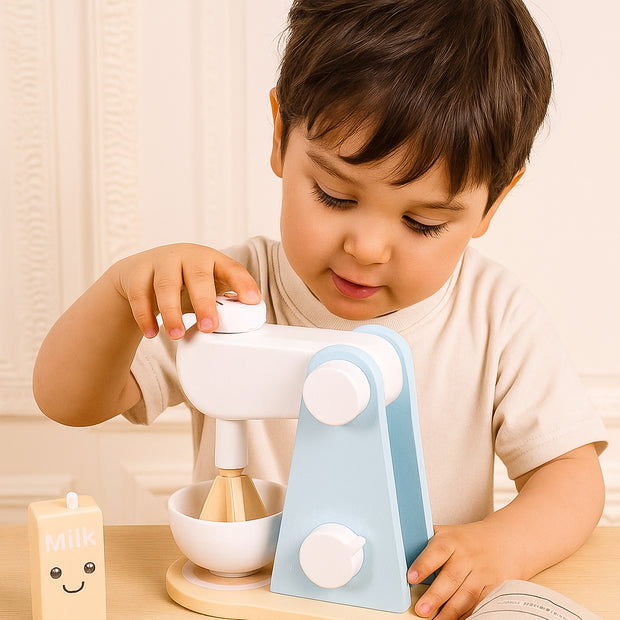 Mini Chef Repostero – Batidora de Madera con Accesorios Dulces y Realistas