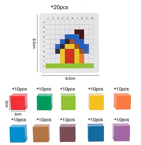Cubo a Cubo: Tablero Creativo de Construcción por Modelos – Juego Educativo de Madera
