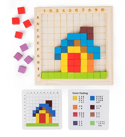 Cubo a Cubo: Tablero Creativo de Construcción por Modelos – Juego Educativo de Madera