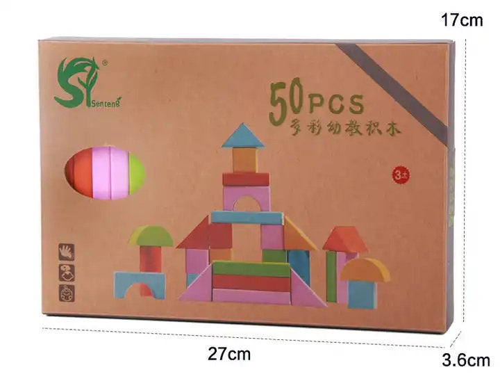 Castillos y Criaturas – Set de 50 Bloques de Construcción de Madera