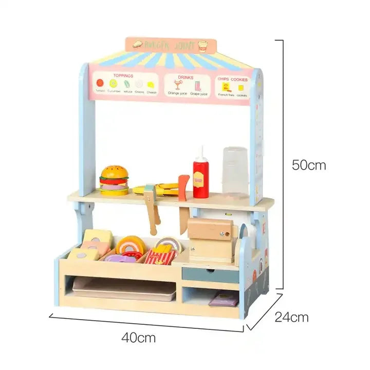 Burger Shop de Madera – Arma, Corta y Sirve: Juego de Comida Rápida Montessori