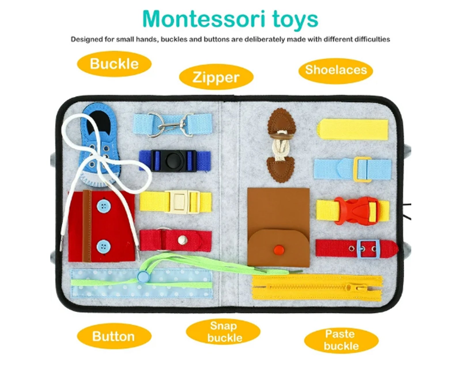 Libro Montessori de Habilidades – Juguete Educativo Sensorial Niños