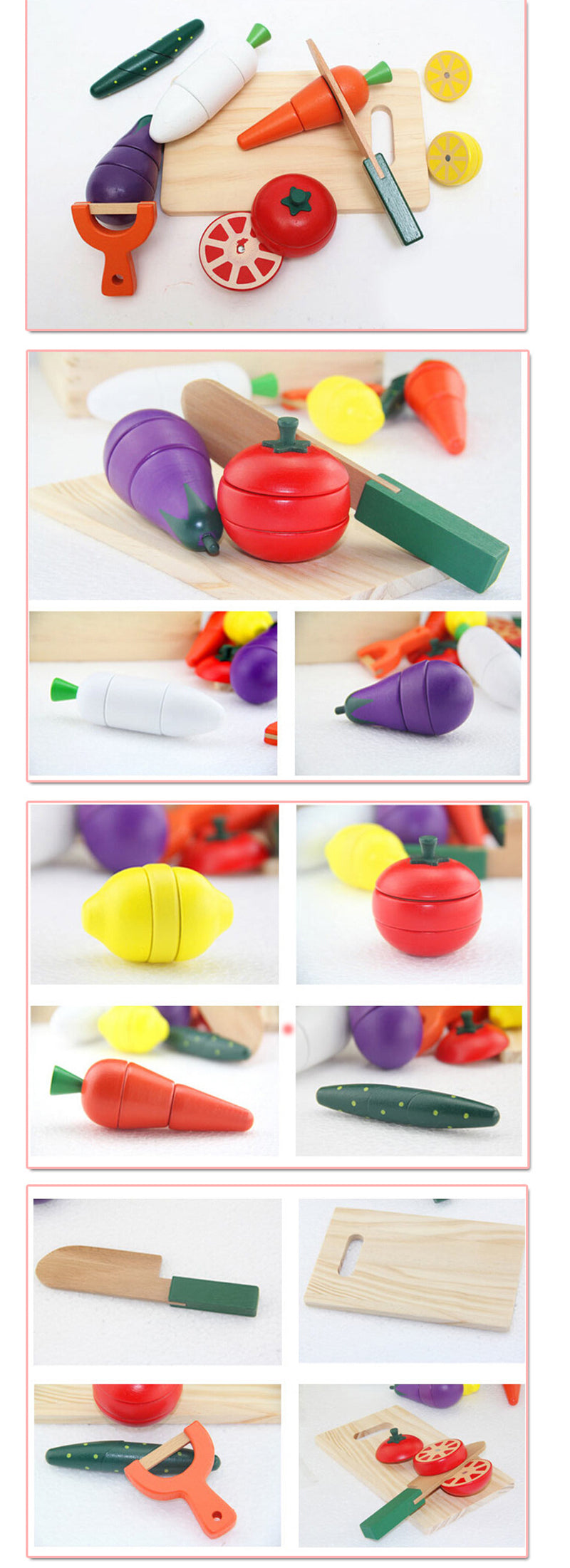 Caja de Verduras de Madera para Cortar – Juego Montessori