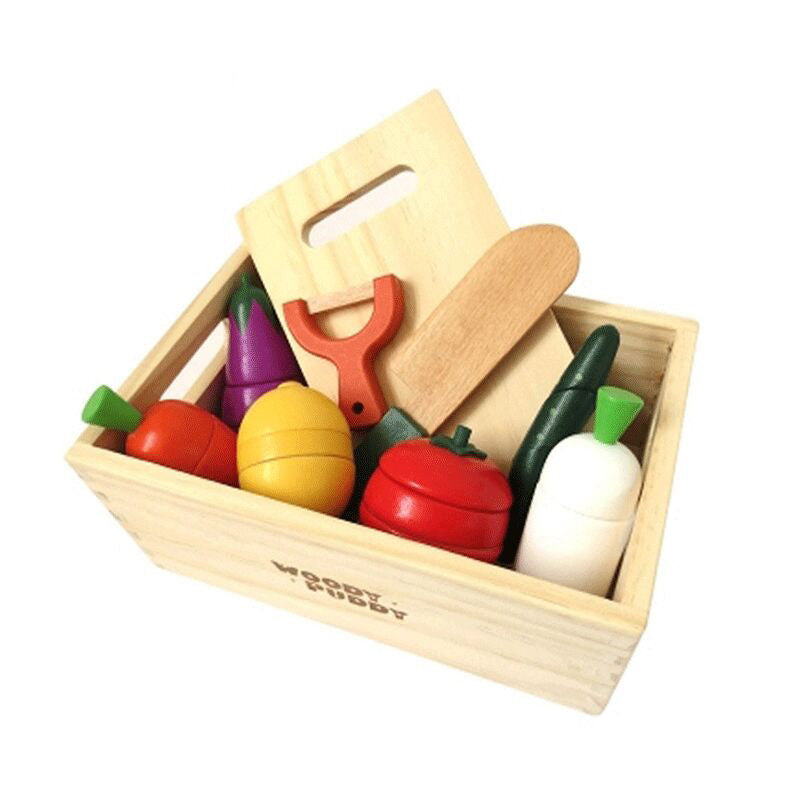 Caja de Verduras de Madera para Cortar – Juego Montessori