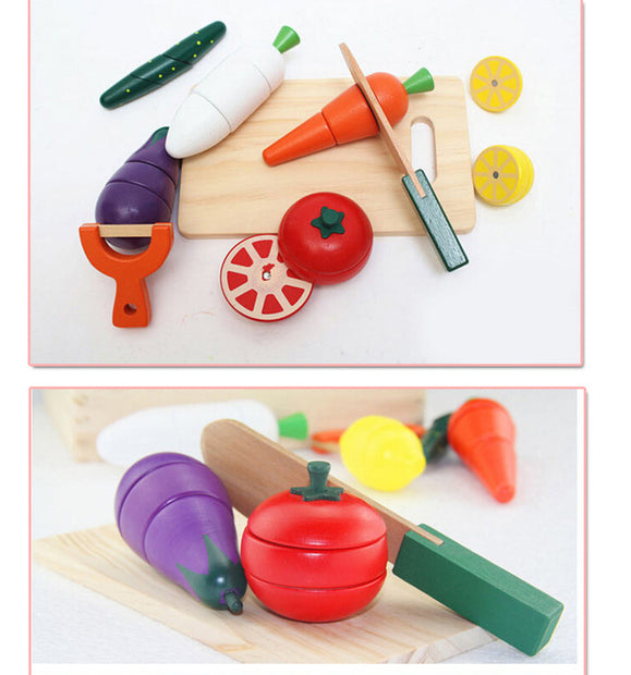 Caja de Verduras de Madera para Cortar – Juego Montessori