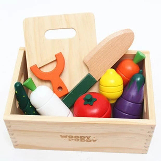 Caja de Verduras de Madera para Cortar – Juego Montessori