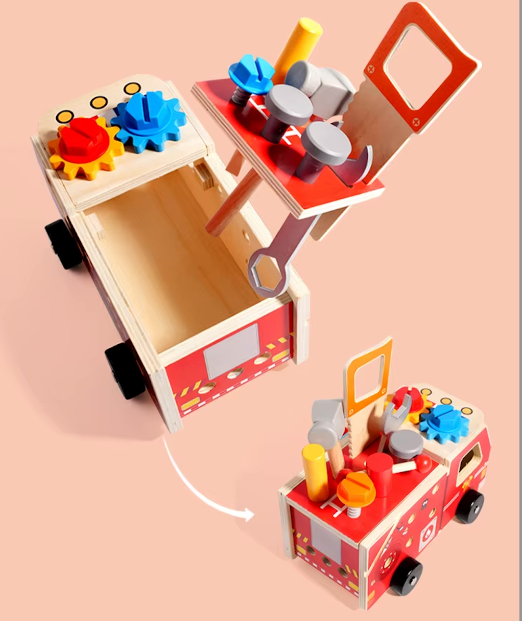 Camión de Bomberos Constructor – Juego de Herramientas en Madera
