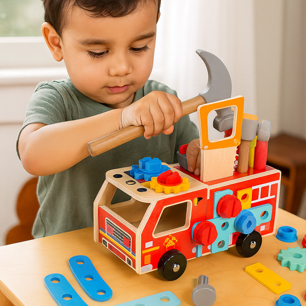 Camión de Bomberos Constructor – Juego de Herramientas en Madera