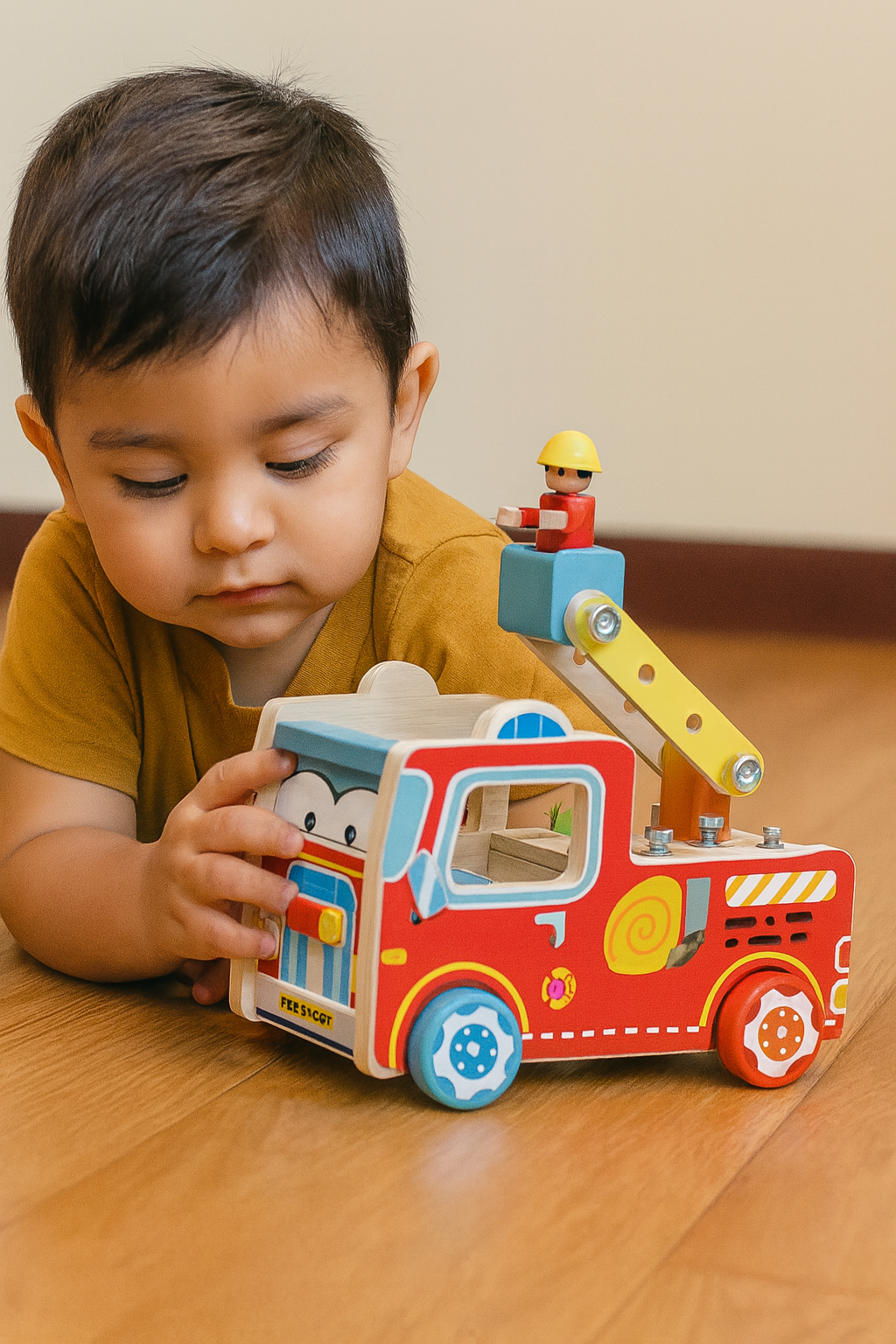 Camión de Bomberos de Madera con Luces – Rescates llenos de imaginación
