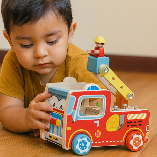 Camión de Bomberos de Madera con Luces – Rescates llenos de imaginación
