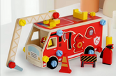 Camión de Bomberos de Madera con Herramientas – Juego Montessori