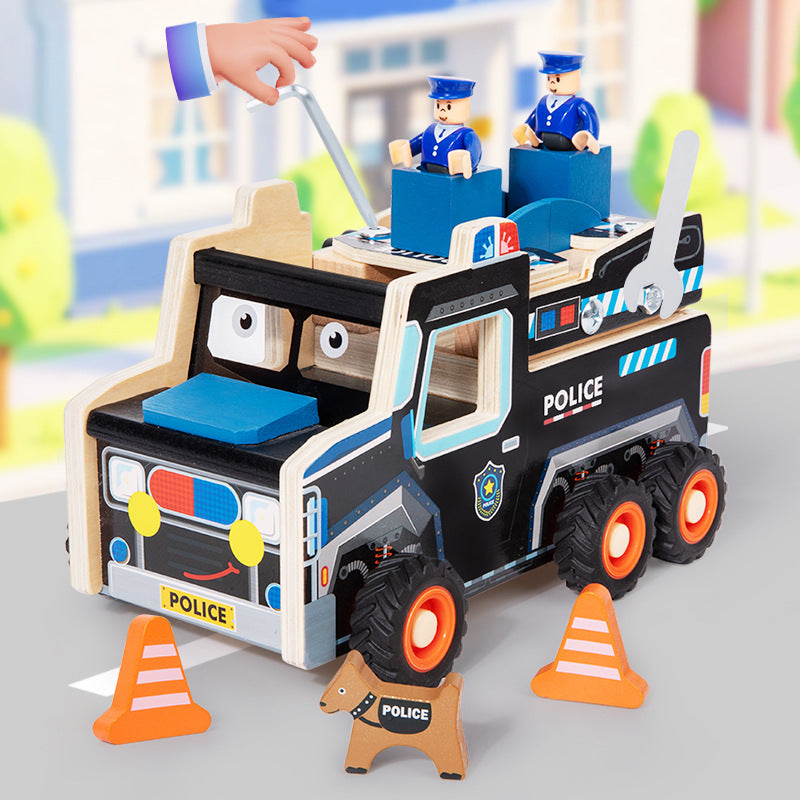 Camión de Policía de Madera con Accesorios – Aventuras Seguras
