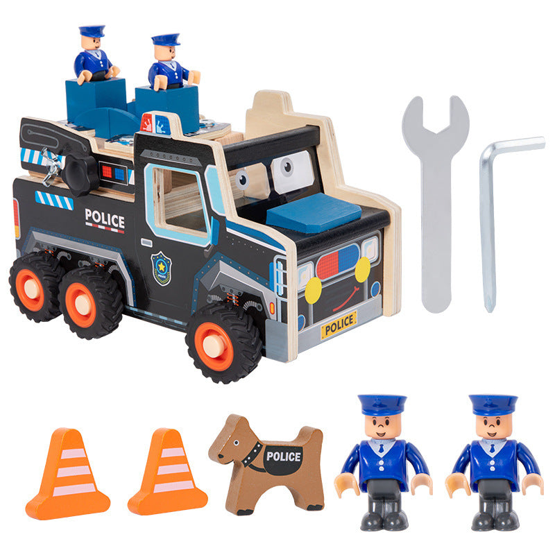 Camión de Policía de Madera con Accesorios – Aventuras Seguras