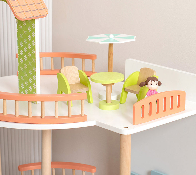 Casa de Muñecas Princess Villa – Madera de lujo con 3 niveles, muebles y muñecos incluidos