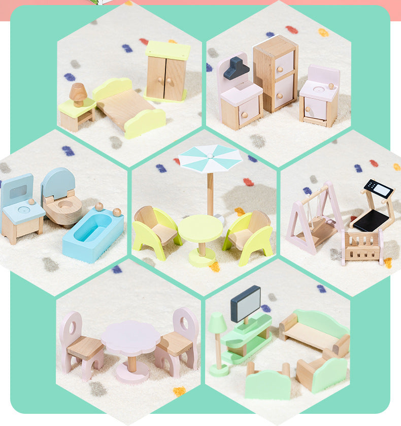 Casa de Muñecas Princess Villa – Madera de lujo con 3 niveles, muebles y muñecos incluidos