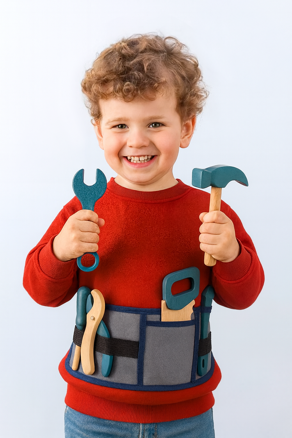 Cinturón de Herramientas Azul – Juego de Construcción Montessori