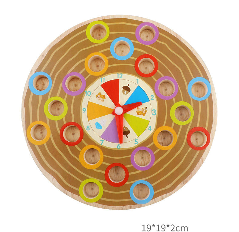 Clasificador Montessori de Colores – Juego de la Ardilla y Bellotas de Madera