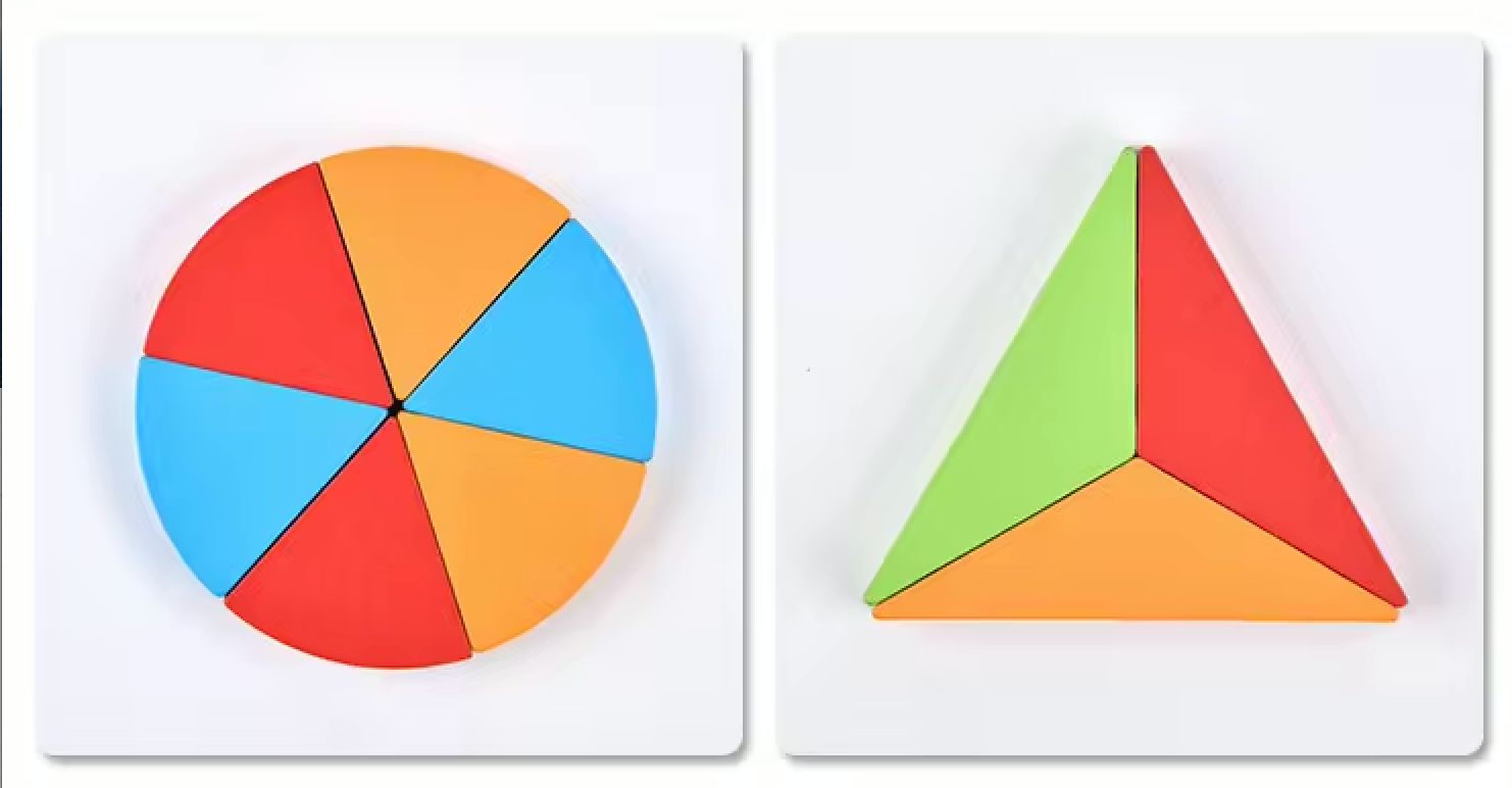 Colección Montessori de Figuras y Fracciones – 10 Puzzles de Madera para Aprender Jugando