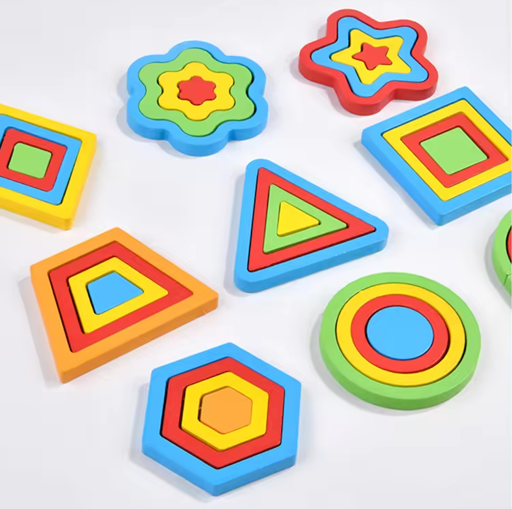 Colección Montessori de 9 Rompecabezas – Todo en un Tablero de Madera