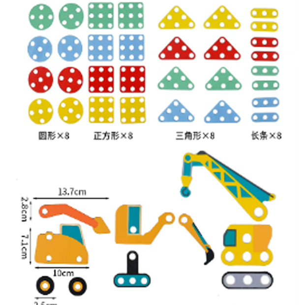 Set de Construcción Montessori “Pequeños Ingenieros” – Vehículos de Madera