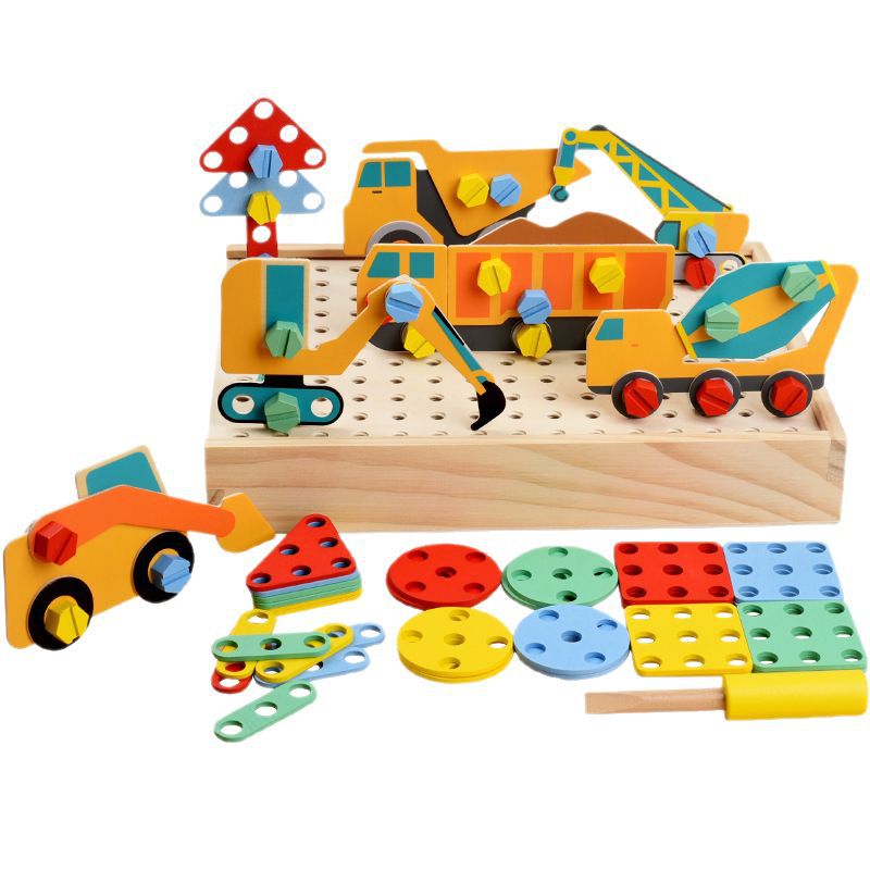 Set de Construcción Montessori “Pequeños Ingenieros” – Vehículos de Madera