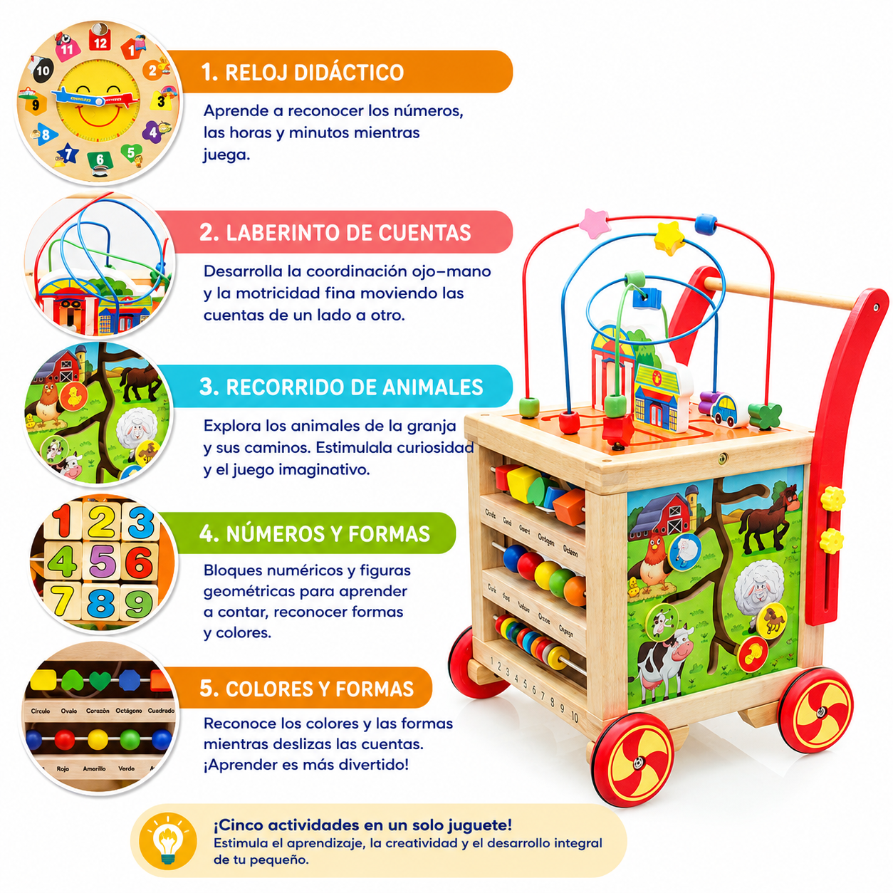 Caminador de Actividades para Primeros Pasos – Cubo Multifuncional de la Granja