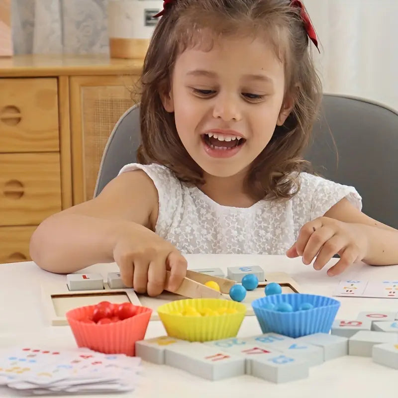 Cuenta y Clasifica – Juego Montessori de Cuentas con Pinzas