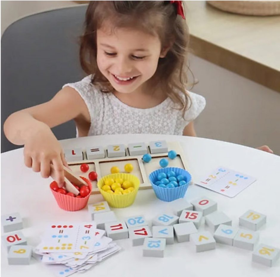 Cuenta y Clasifica – Juego Montessori de Cuentas con Pinzas