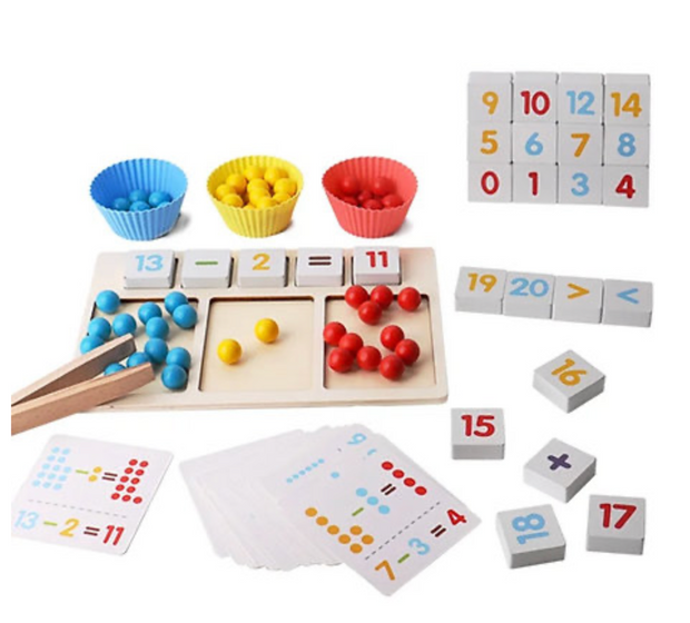 Cuenta y Clasifica – Juego Montessori de Cuentas con Pinzas