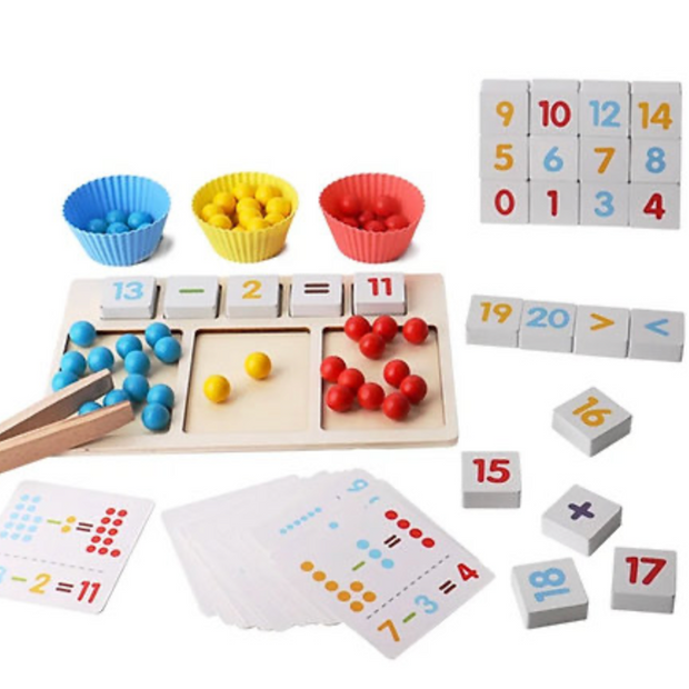 Cuenta y Clasifica – Juego Montessori de Cuentas con Pinzas