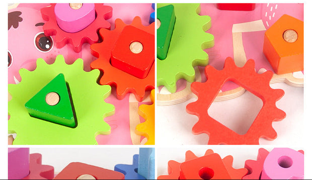 Dinosaurio de Madera con Tuercas y Engranajes – Juguete para girar, armar y aprender