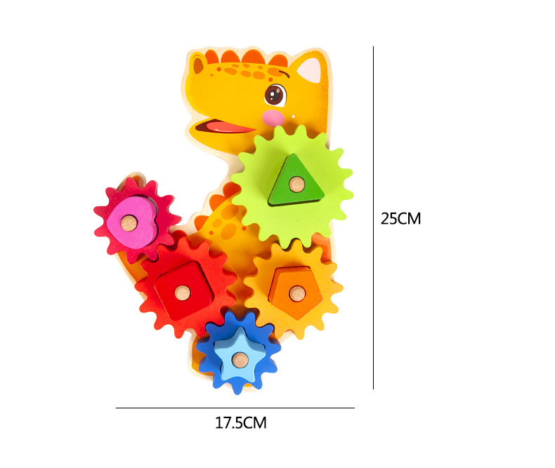 Dinosaurio de Madera con Tuercas y Engranajes – Juguete para girar, armar y aprender