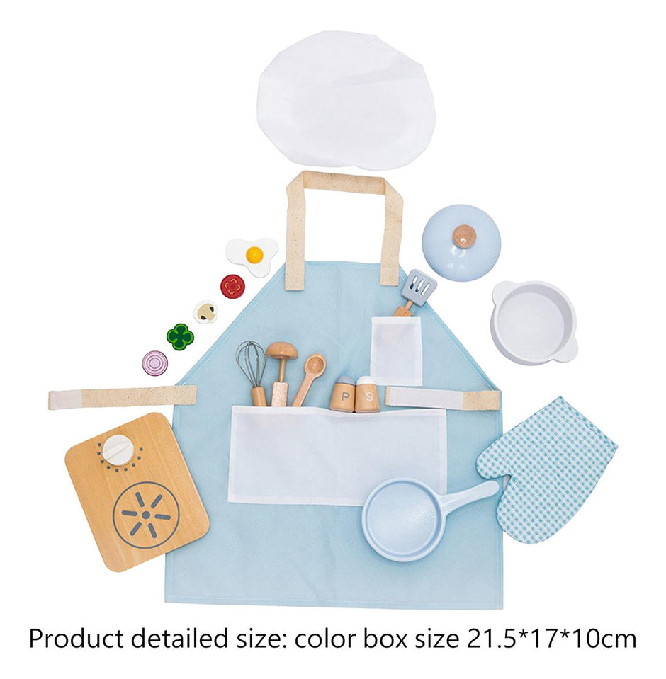 Set de Chef Montessori – Delantal, Gorro y Utensilios de Cocina de Madera