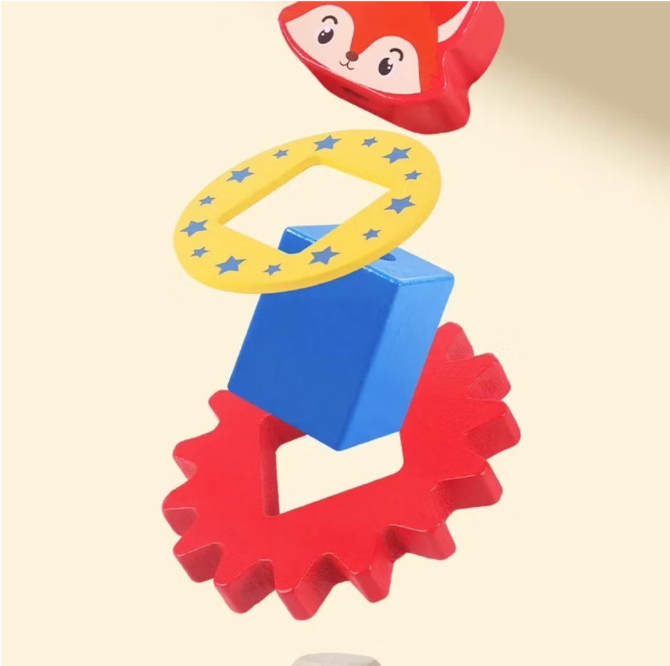 Engranajes de Animales – Juego de Ensamble y Formas Montessori de Madera