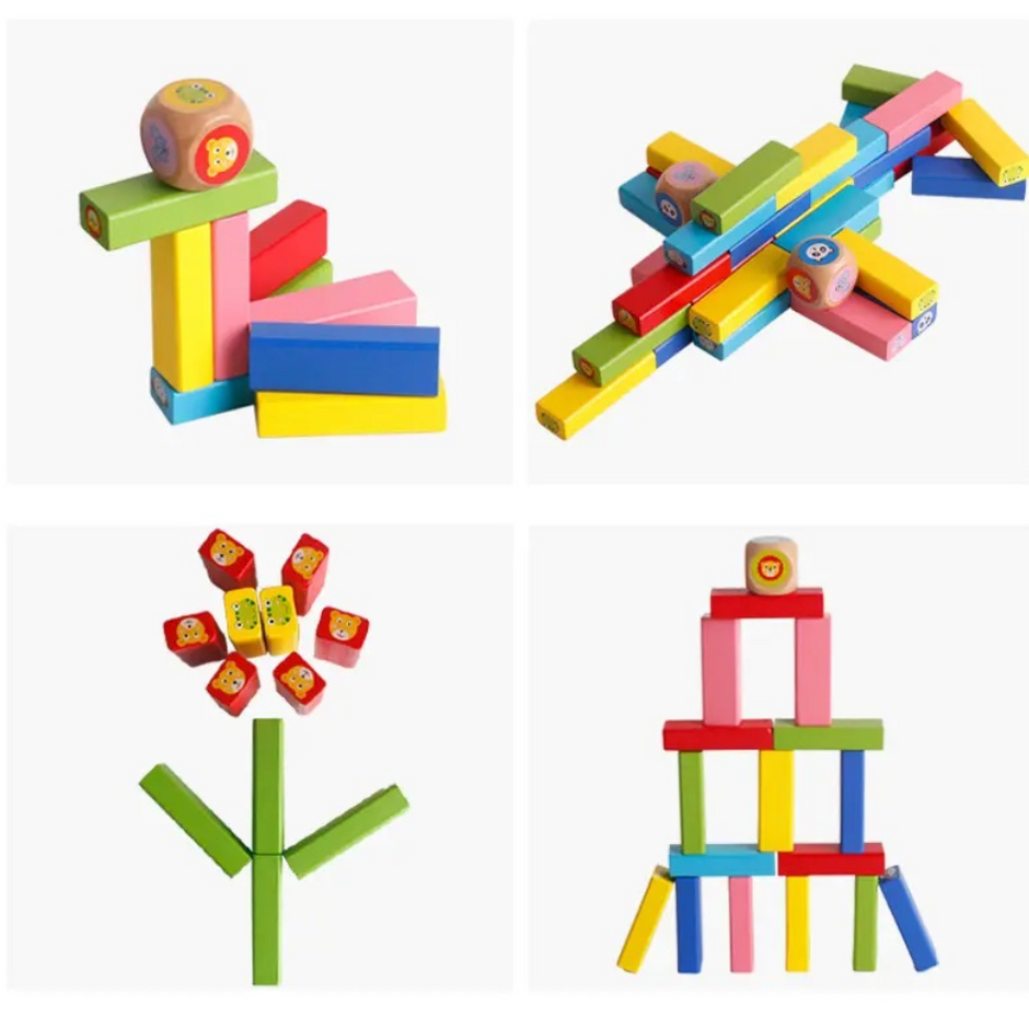 Jenga de Animales – Torre de Equilibrio Montessori de Madera (54 piezas)