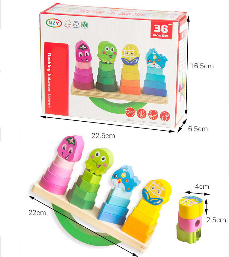 Bloques de Madera para Apilar y Balancear – Juego Educativo Montessori