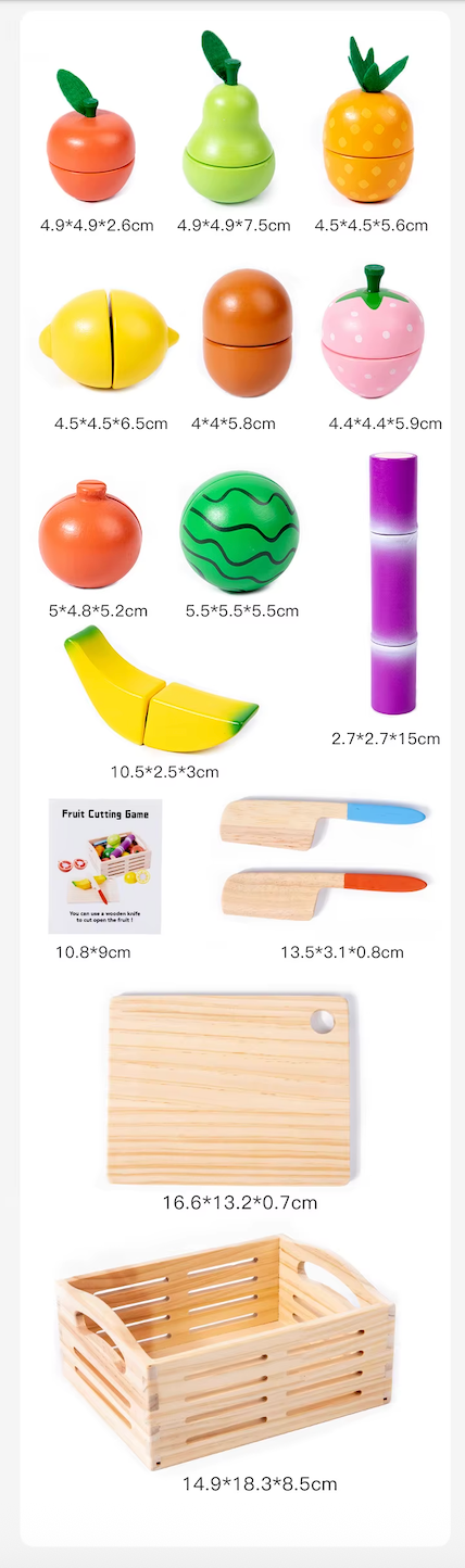 Canasta de Frutas de Madera – Juego Montessori Educativo